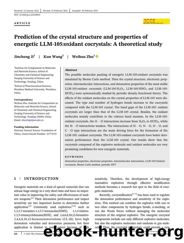 Prediction of the crystal structure and properties of energetic LLM-105:oxidant cocrystals: A theoretical study by Unknown