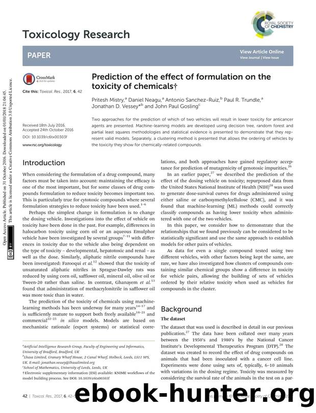 Prediction of the effect of formulation on the toxicity of chemicals by unknow