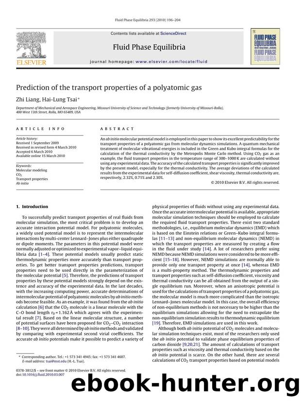 Prediction of the transport properties of a polyatomic gas by Zhi Liang; Hai-Lung Tsai