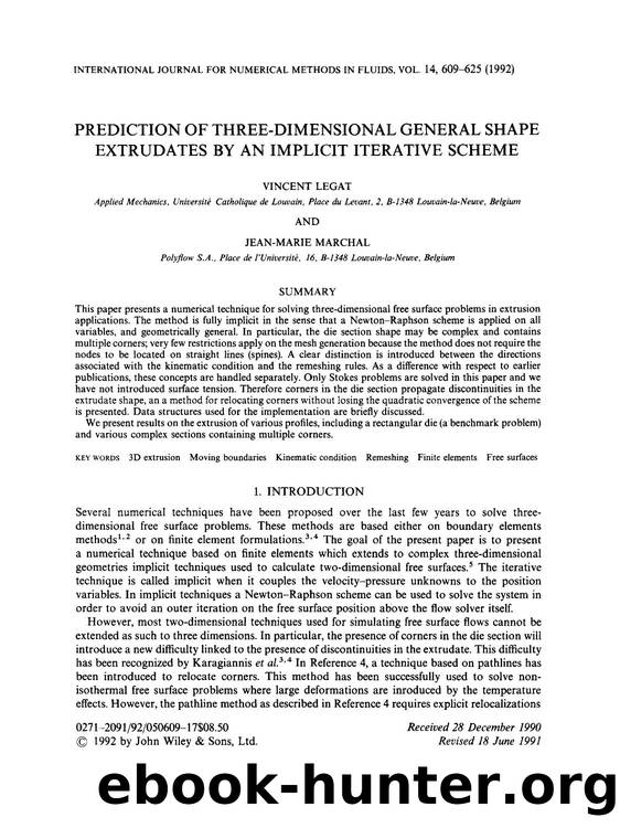Prediction of three-dimensional general shape extrudates by an implicit iterative scheme by Unknown