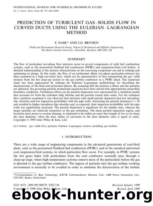 Prediction of turbulent gas-solids flow in curved ducts using the Eulerian-Lagrangian method by Unknown