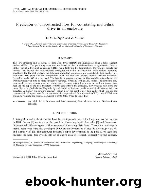 Prediction of unobstructed flow for co-rotating multi-disk drive in an enclosure by Unknown