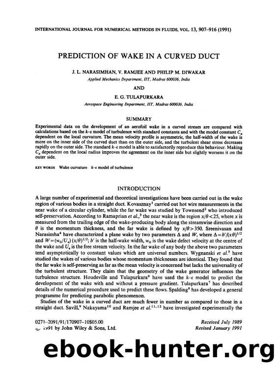 Prediction of wake in a curved duct by Unknown