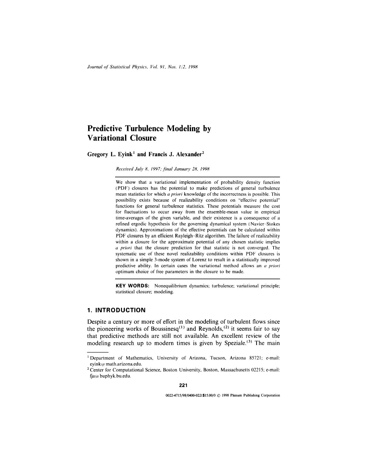 Predictive Turbulence Modeling by Variational Closure by Unknown