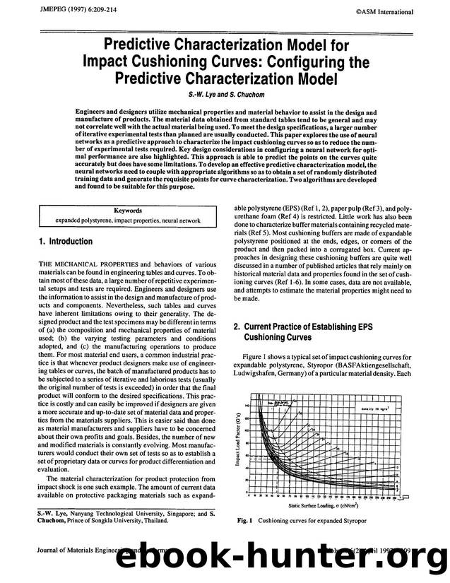 Predictive characterization model for impact cushioning curves: Configuring the predictive characterization model by Unknown