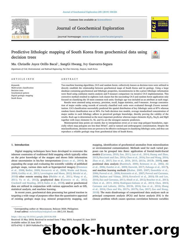 Predictive lithologic mapping of South Korea from geochemical data using decision trees by Ma. Chrizelle Joyce Orillo Bacal & SangGi Hwang & Ivy Guevarra-Segura