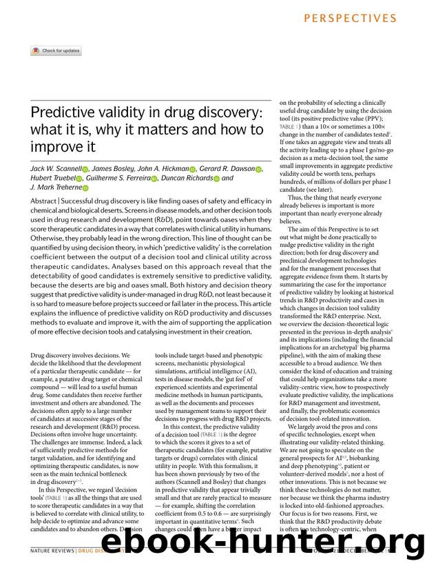 Predictive validity in drug discovery: what it is, why it matters and how to improve it by unknow