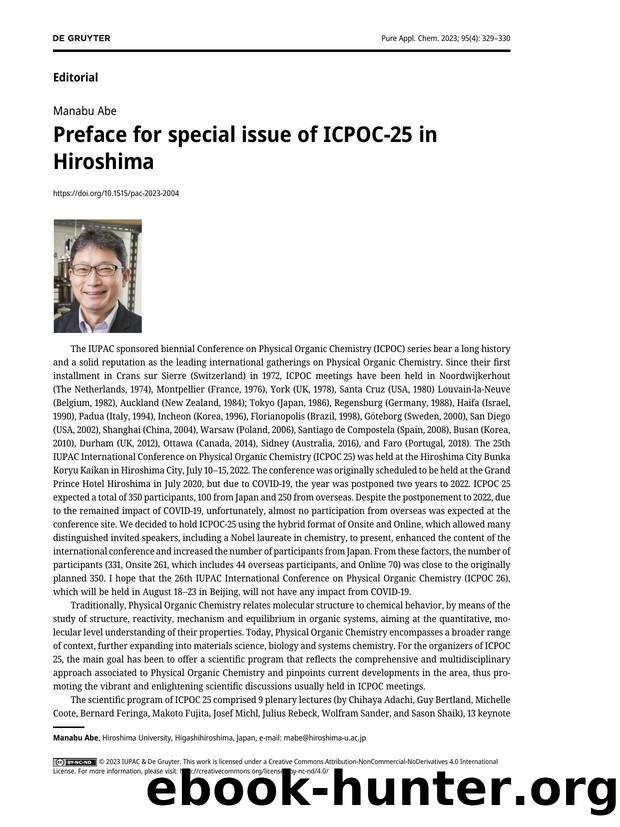 Preface for special issue of ICPOC&#45;25 in Hiroshima by Manabu Abe