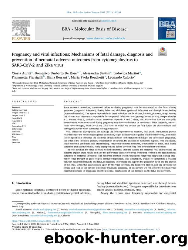 Pregnancy and viral infections: Mechanisms of fetal damage, diagnosis and prevention of neonatal adverse outcomes from cytomegalovirus to SARS-CoV-2 and Zika virus by unknow