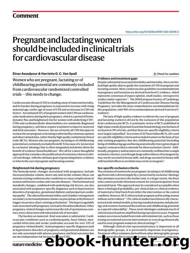 Pregnant and lactating women should be included in clinical trials for cardiovascular disease by Elnaz Assadpour & Harriette G. C. Van Spall