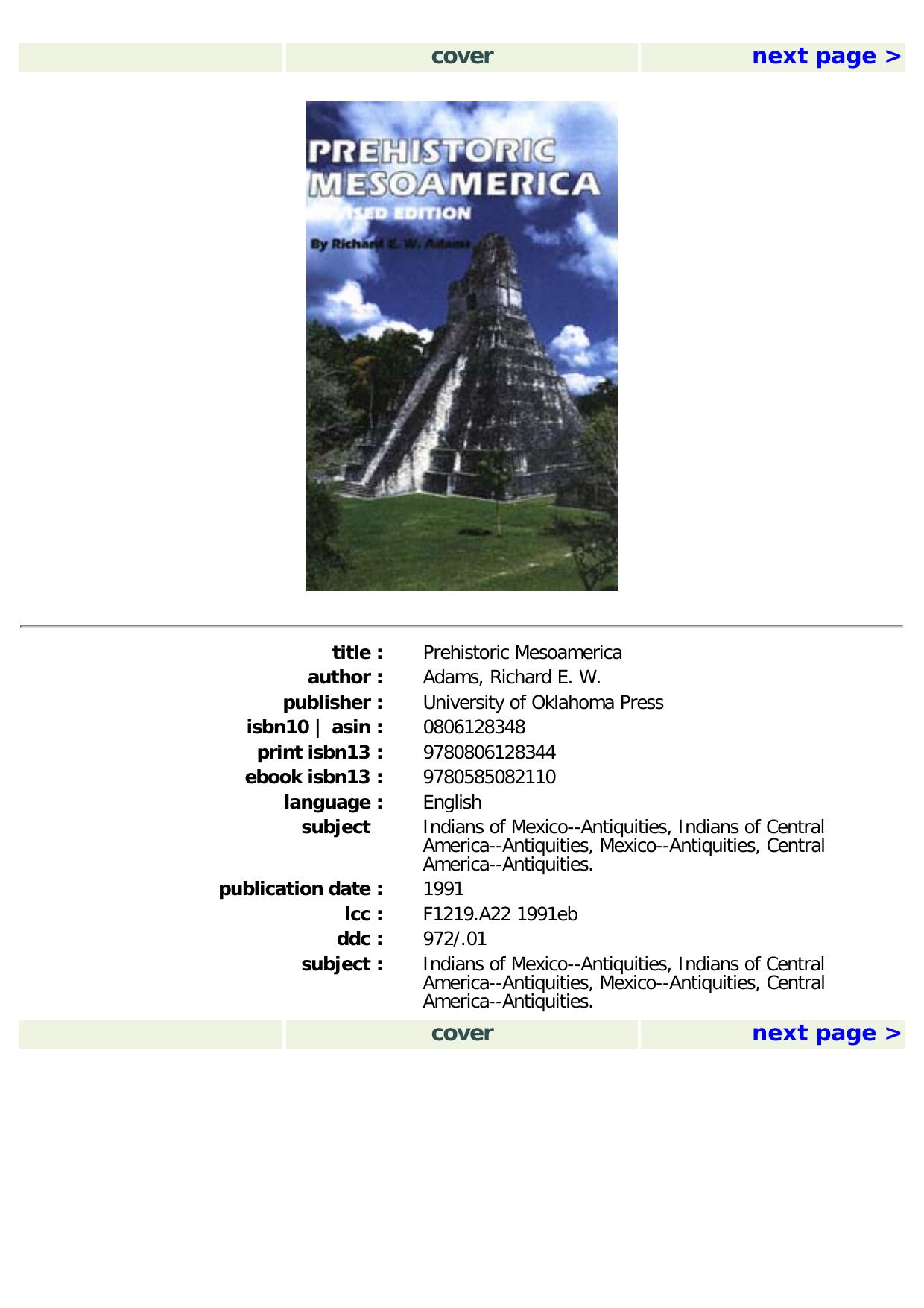 Prehistoric Mesoamerica by Richard E. W. Adams