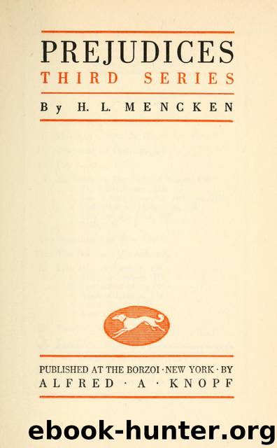 Prejudices, Third Series by H. L. Mencken