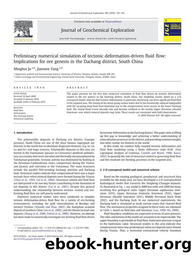 Preliminary numerical simulation of tectonic deformation-driven fluid flow: Implications for ore genesis in the Dachang district, South China by Minghui Ju; Jianwen Yang