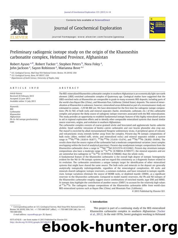 Preliminary radiogenic isotope study on the origin of the Khanneshin carbonatite complex, Helmand Province, Afghanistan by unknow