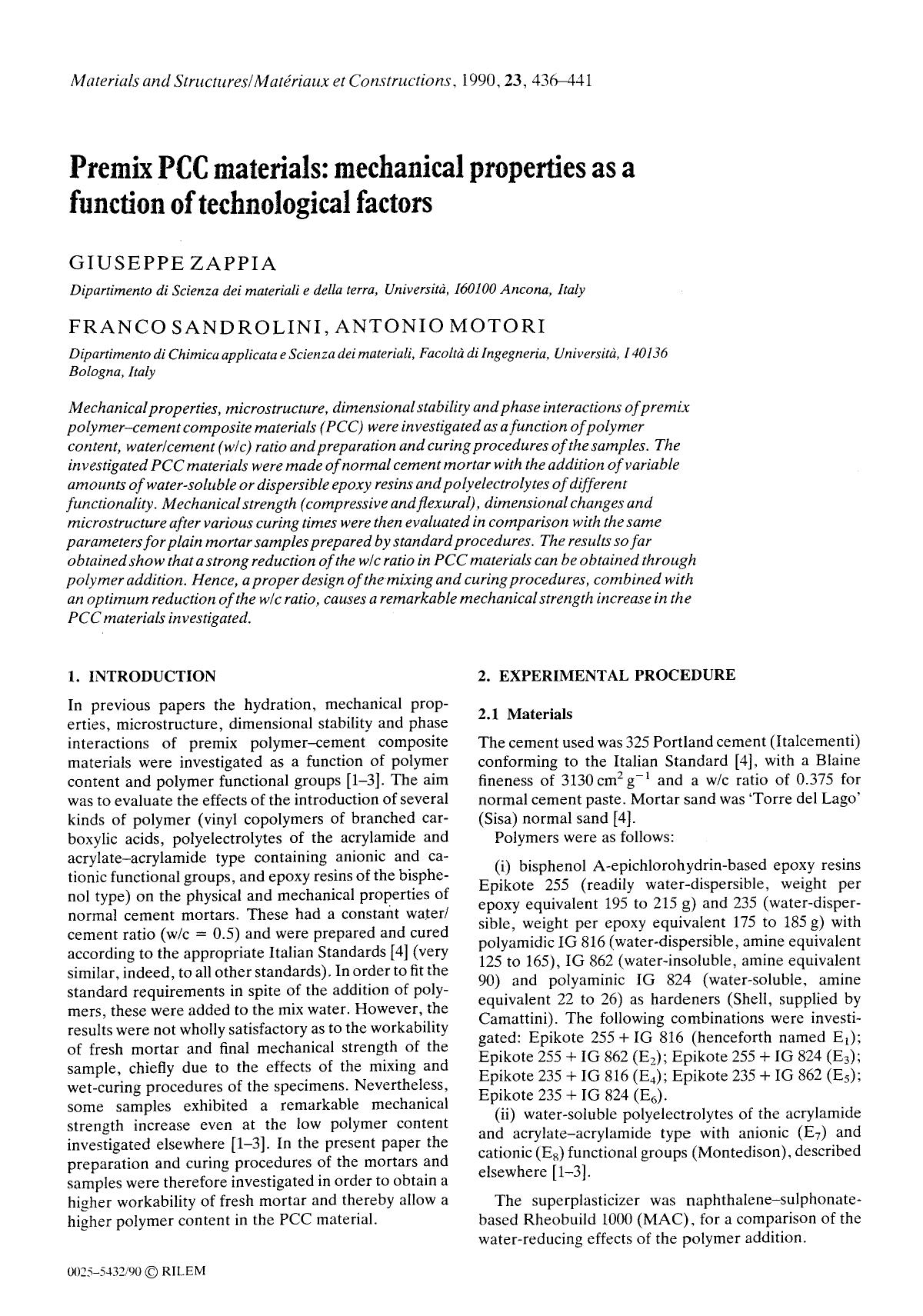 Premix PCC materials: mechanical properties as a function of technological factors by Unknown
