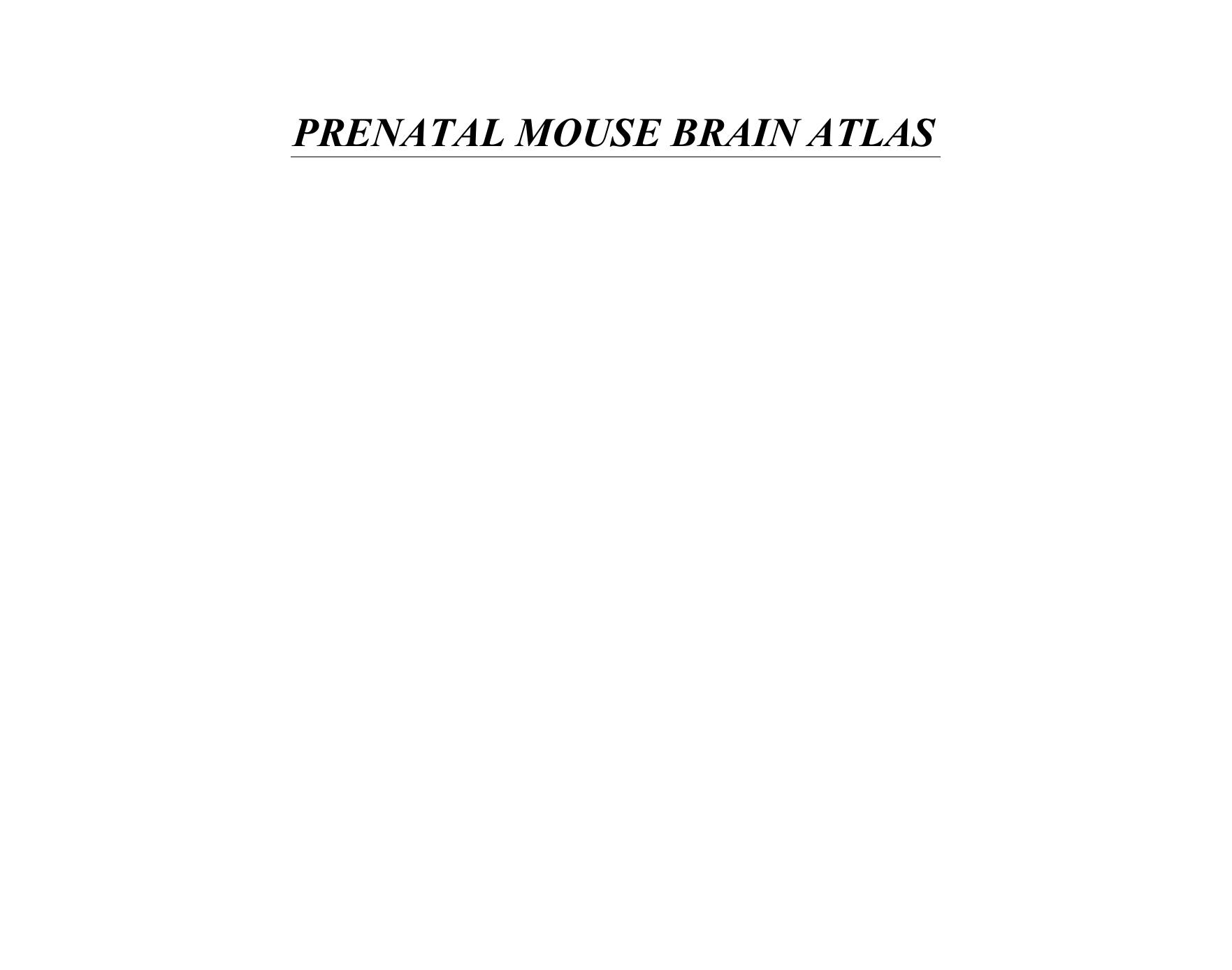 Prenatal Mouse Brain Atlas: Color images and annotated diagrams of: Gestational Days 12, 14, 16 and 18 Sagittal, coronal and horizontal section by Uta Schambra Ph.D. (auth.)