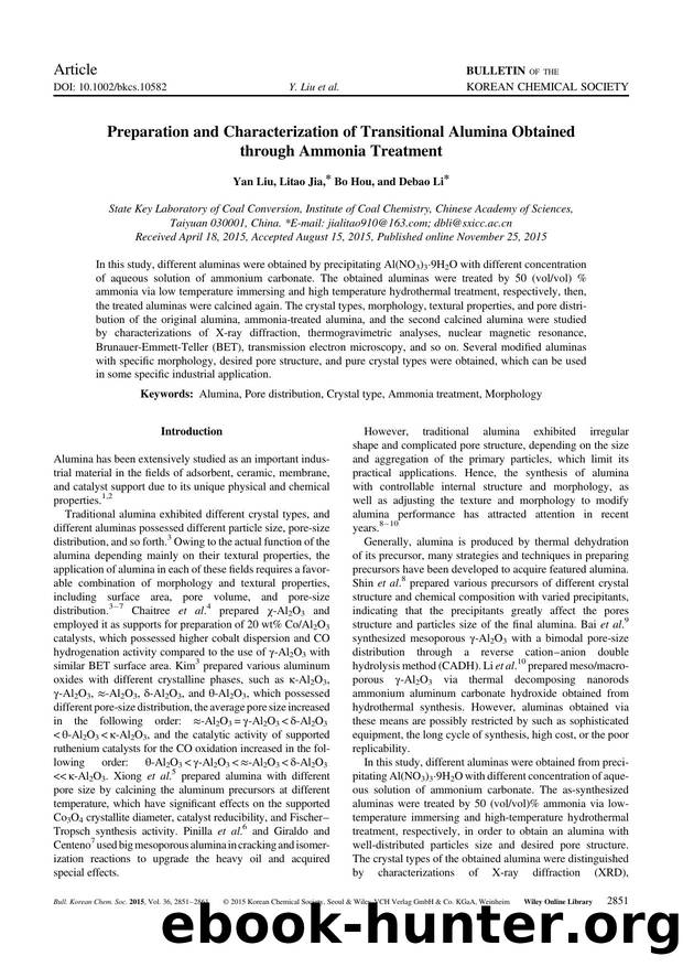 Preparation and Characterization of Transitional Alumina Obtained through Ammonia Treatment by Unknown