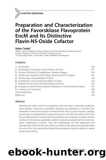 Preparation and Characterization of the Favorskiiase Flavoprotein EncM and Its Distinctive Flavin-N5-Oxide Cofactor by Robin Teufel