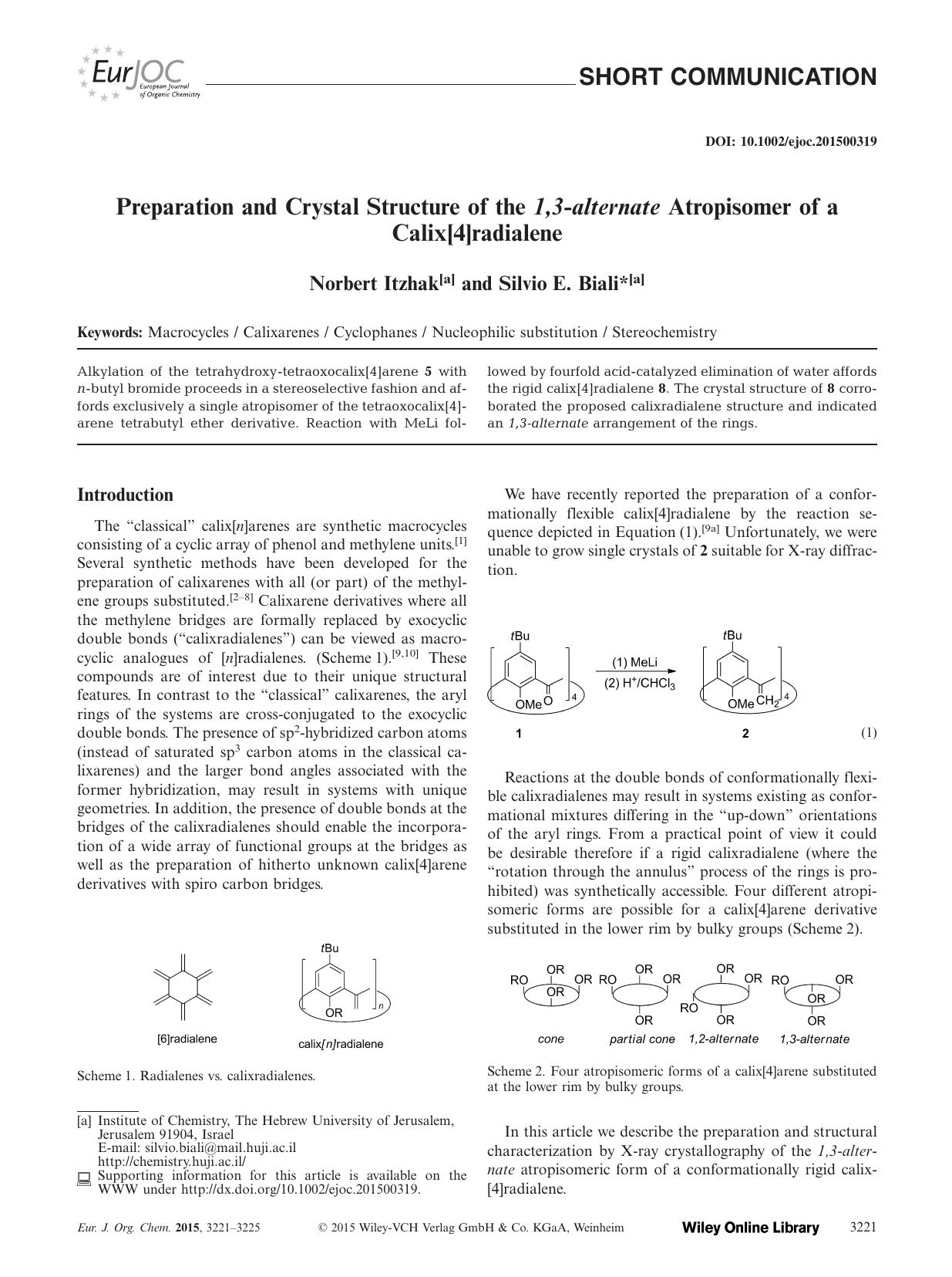 Preparation and Crystal Structure of the 1,3alternate Atropisomer of a Calix[4]radialene by Unknown