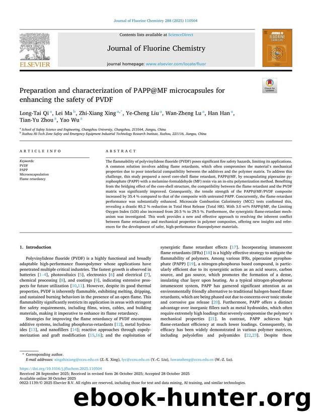 Preparation and characterization of PAPP@MF microcapsules for enhancing the safety of PVDF by unknow