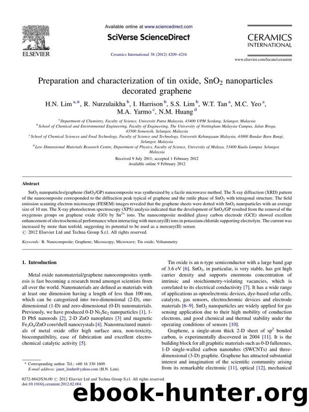 Preparation and characterization of tin oxide, SnO2 nanoparticles decorated graphene by H.N. Lim
