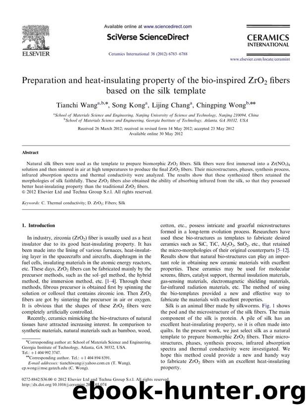 Preparation and heat-insulating property of the bio-inspired ZrO2 fibers based on the silk template by Tianchi Wang & Song Kong & Lijing Chang & Chingping Wong