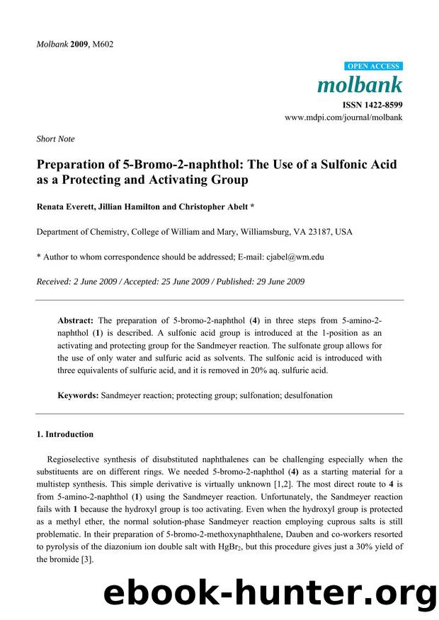 Preparation of 5-bromo-2-naphthol: The Use of a Sulfonic Acid as a Protecting and Activating Group by Renata Everett & Jillian Hamilton & Christopher Abelt