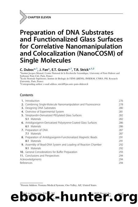 Preparation of DNA Substrates and Functionalized Glass Surfaces for Correlative Nanomanipulation and Colocalization (NanoCOSM) of Single Molecules by C. Duboc