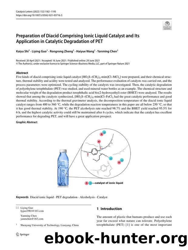 Preparation of Diacid Comprising Ionic Liquid Catalyst and Its Application in Catalytic Degradation of PET by Kaiyu Shi & Liying Guo & Rongrong Zheng & Haiyue Wang & Yanming Chen