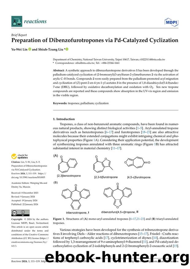 Preparation of Dibenzofurotropones via Pd-Catalyzed Cyclization by Yu-Wei Lin & Shiuh-Tzung Liu