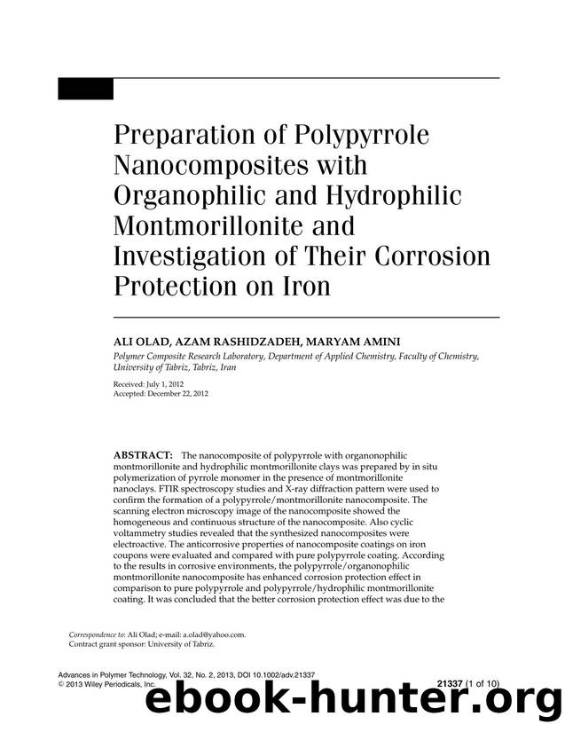 Preparation of Polypyrrole Nanocomposites with Organophilic and Hydrophilic Montmorillonite and Investigation of Their Corrosion Protection on Iron by Unknown