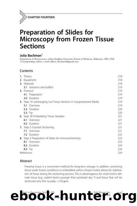 Preparation of Slides for Microscopy from Frozen Tissue Sections by Julia Bachman