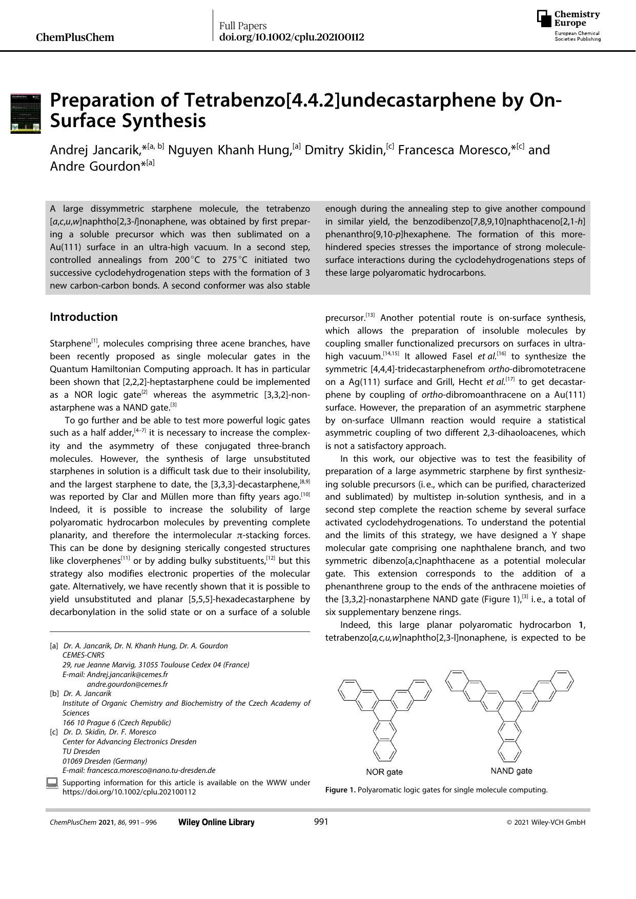 Preparation of Tetrabenzo[4.4.2]undecastarphene by OnâSurface Synthesis by Unknown
