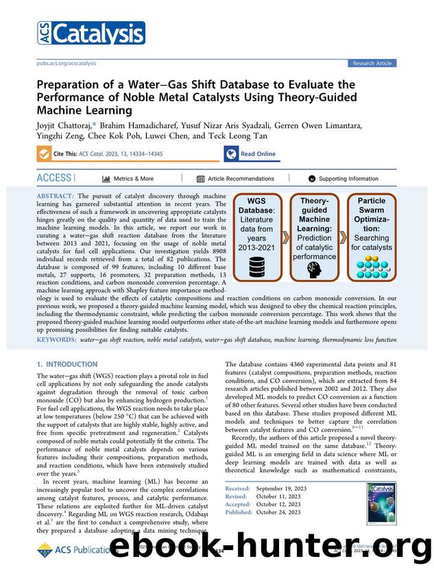 Preparation of a WaterâGas Shift Database to Evaluate the Performance of Noble Metal Catalysts Using Theory-Guided Machine Learning by unknow