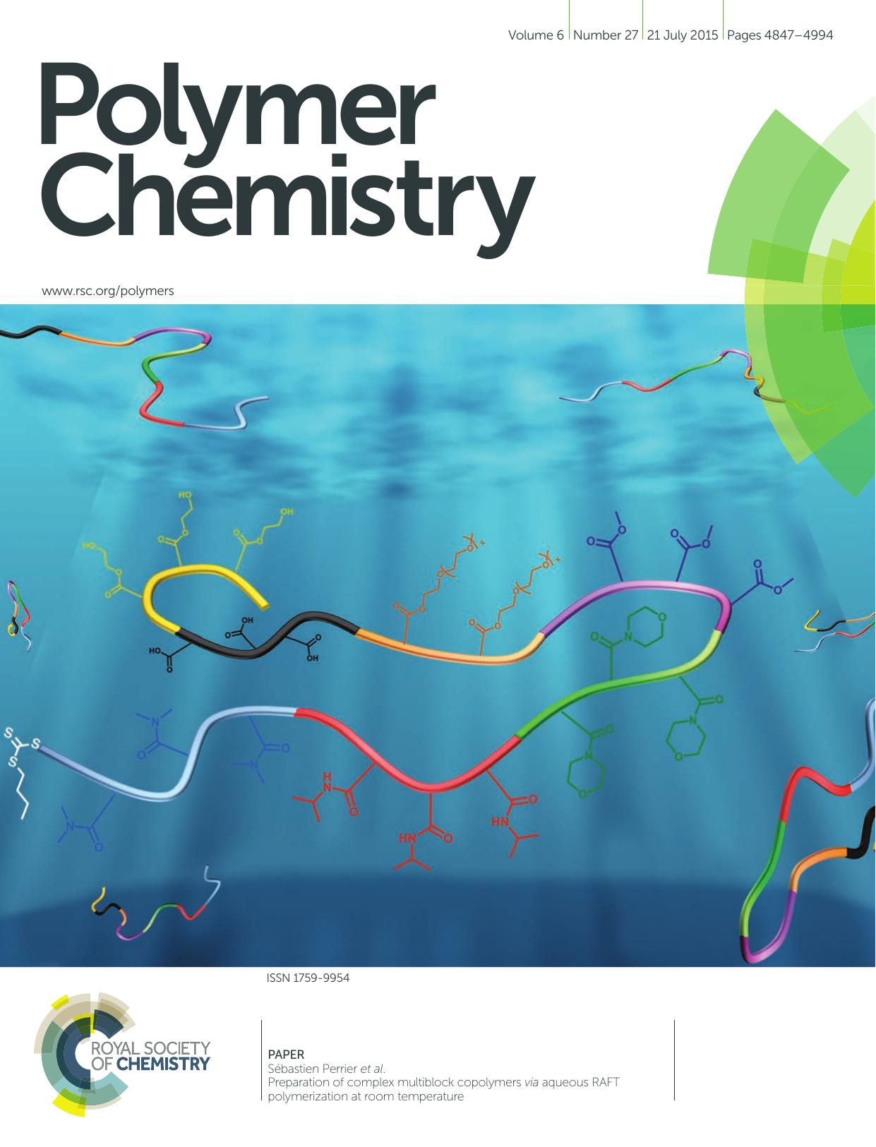 Preparation of complex multiblock copolymers via aqueous RAFT polymerization at room temperature by Liam Martin Guillaume Gody Sébastien Perrier