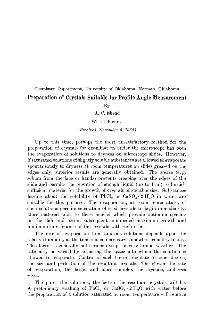 Preparation of crystals suitable for profile angle measurement by Unknown