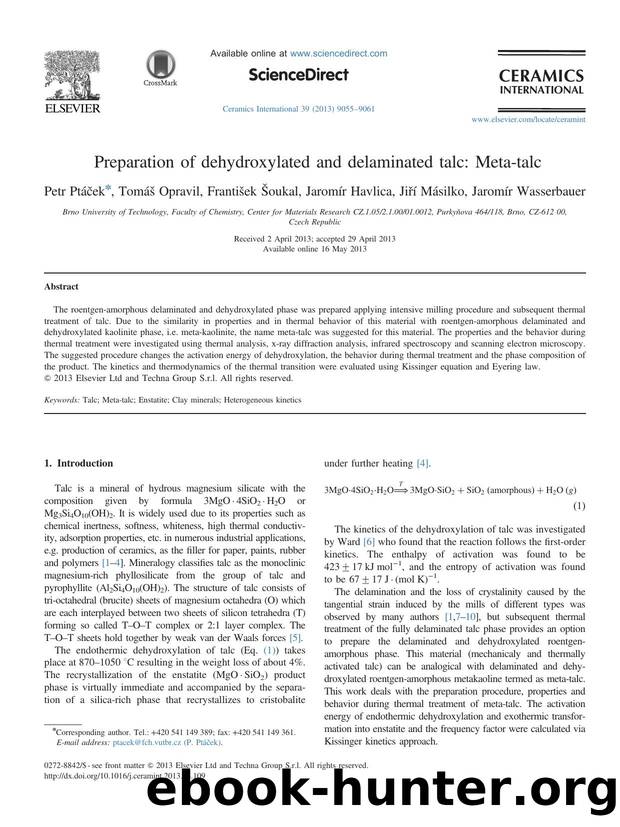 Preparation of dehydroxylated and delaminated talc_ Meta-talc by unknow