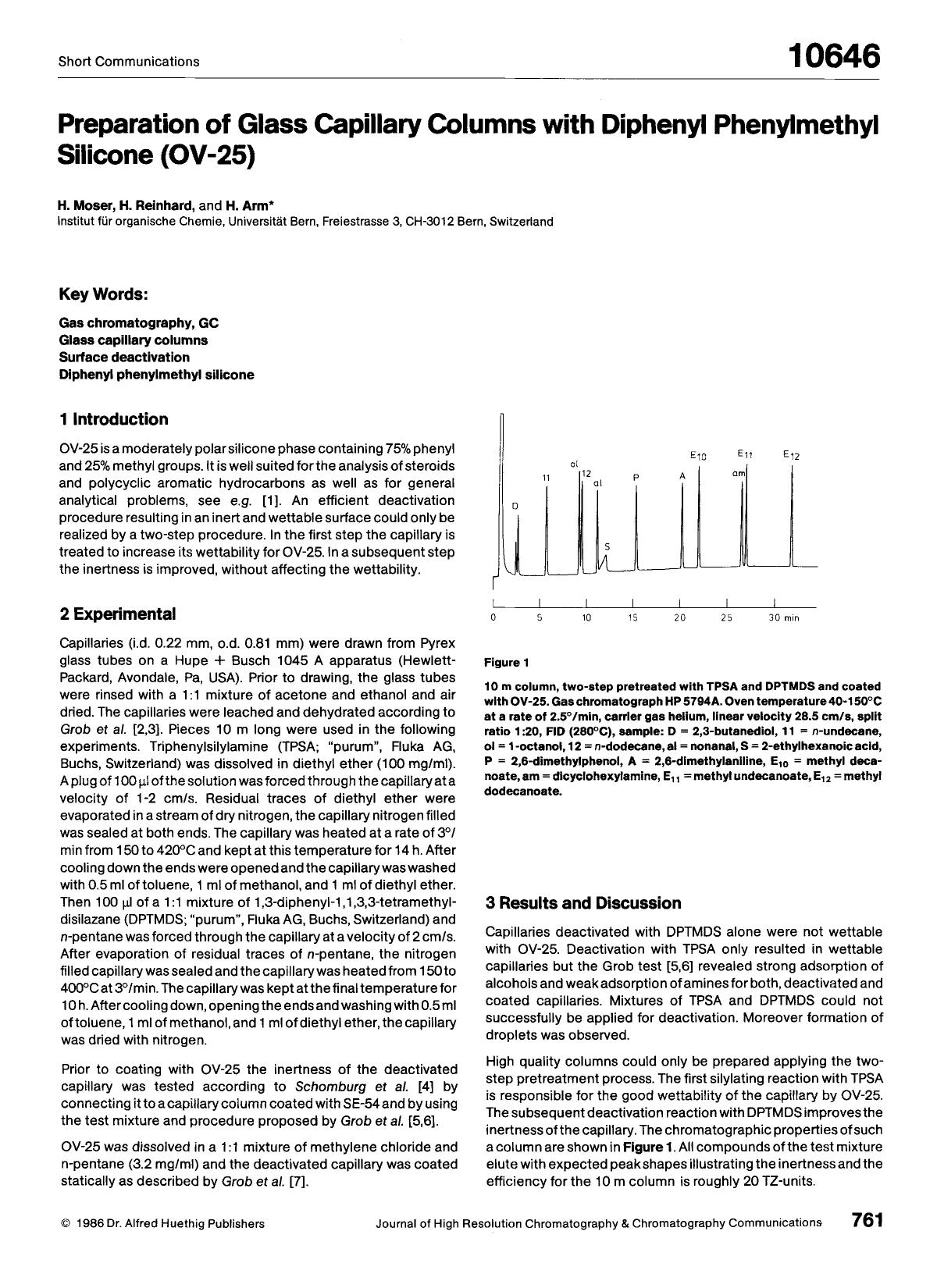 Preparation of glass capillary columns with diphenyl phenylmethyl silicone (OV-25) by Unknown