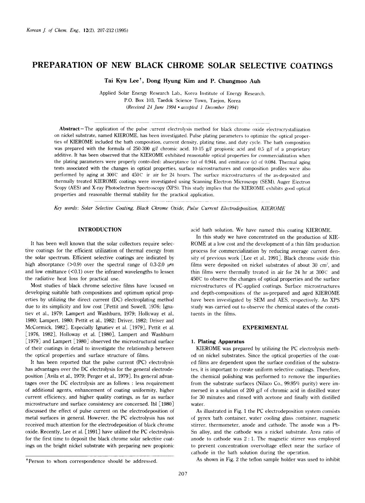 Preparation of new black chrome solar selective coatings by Unknown