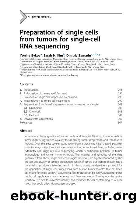 Preparation of single cells from tumors for single-cell RNA sequencing by Yonina Bykov & Sarah H. Kim & Dmitriy Zamarin