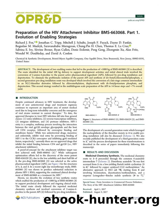 Preparation of the HIV Attachment Inhibitor BMS-663068. Part 1. Evolution of Enabling Strategies by unknow