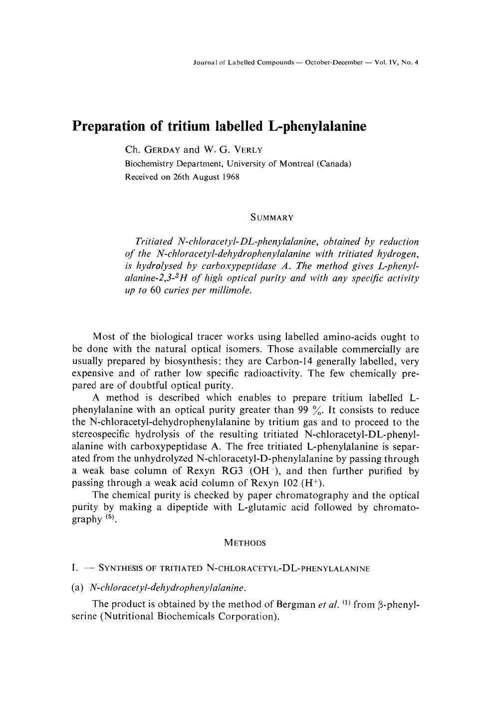 Preparation of tritium labelled L-phenylalanine by Unknown