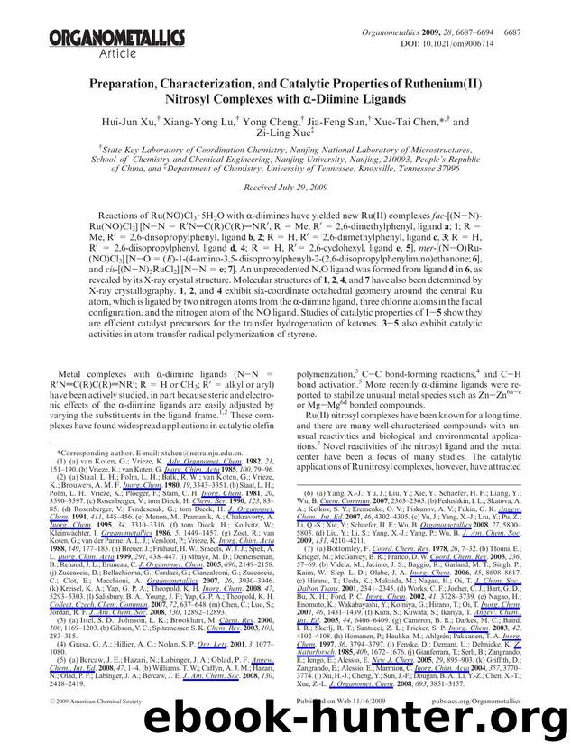 Preparation, Characterization, and Catalytic Properties of Ruthenium(II) Nitrosyl Complexes with -Diimine Ligands by Unknown