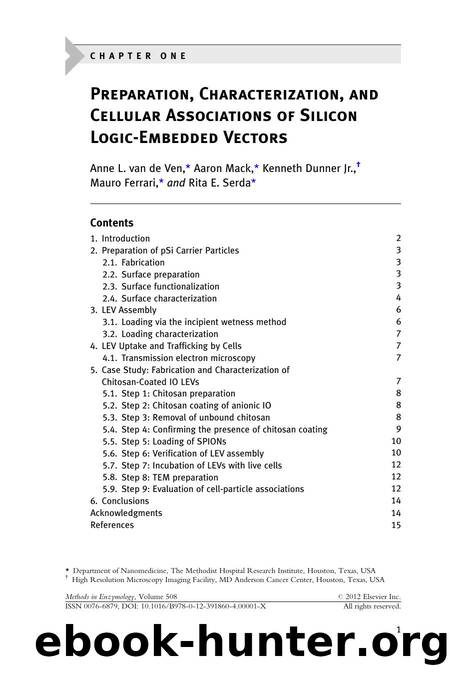Preparation, Characterization, and Cellular Associations of Silicon Logic-Embedded Vectors by Anne L. van de Ven & Aaron Mack & Kenneth Dunner & Mauro Ferrari & Rita E. Serda