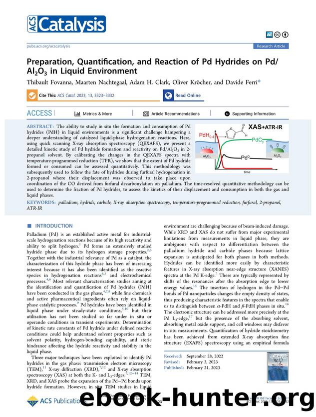 Preparation, Quantification, and Reaction of Pd Hydrides on PdAl2O3 in Liquid Environment by Thibault Fovanna Maarten Nachtegaal Adam H. Clark Oliver Kröcher and Davide Ferri
