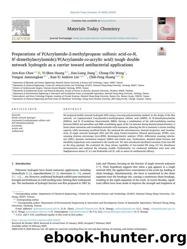 Preparations of P(Acrylamido-2-methylpropane sulfonic acid- co - N,Nâ² -dimethylacrylamide)P(Acrylamide- co -acrylic acid) tough double network hydrogels as a carrier toward antib by unknow
