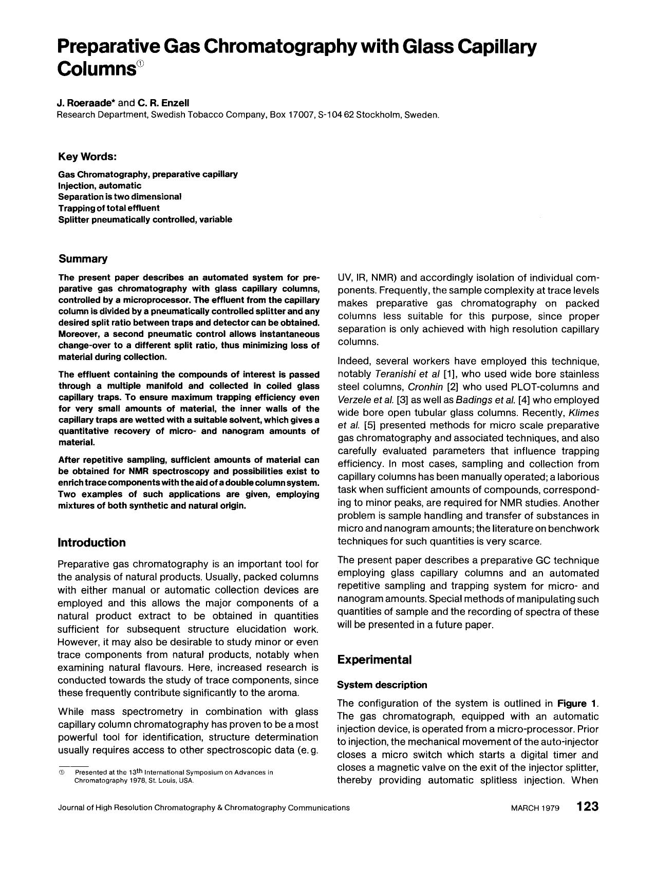 Preparative gas chromatography with glass capillary columns by Unknown