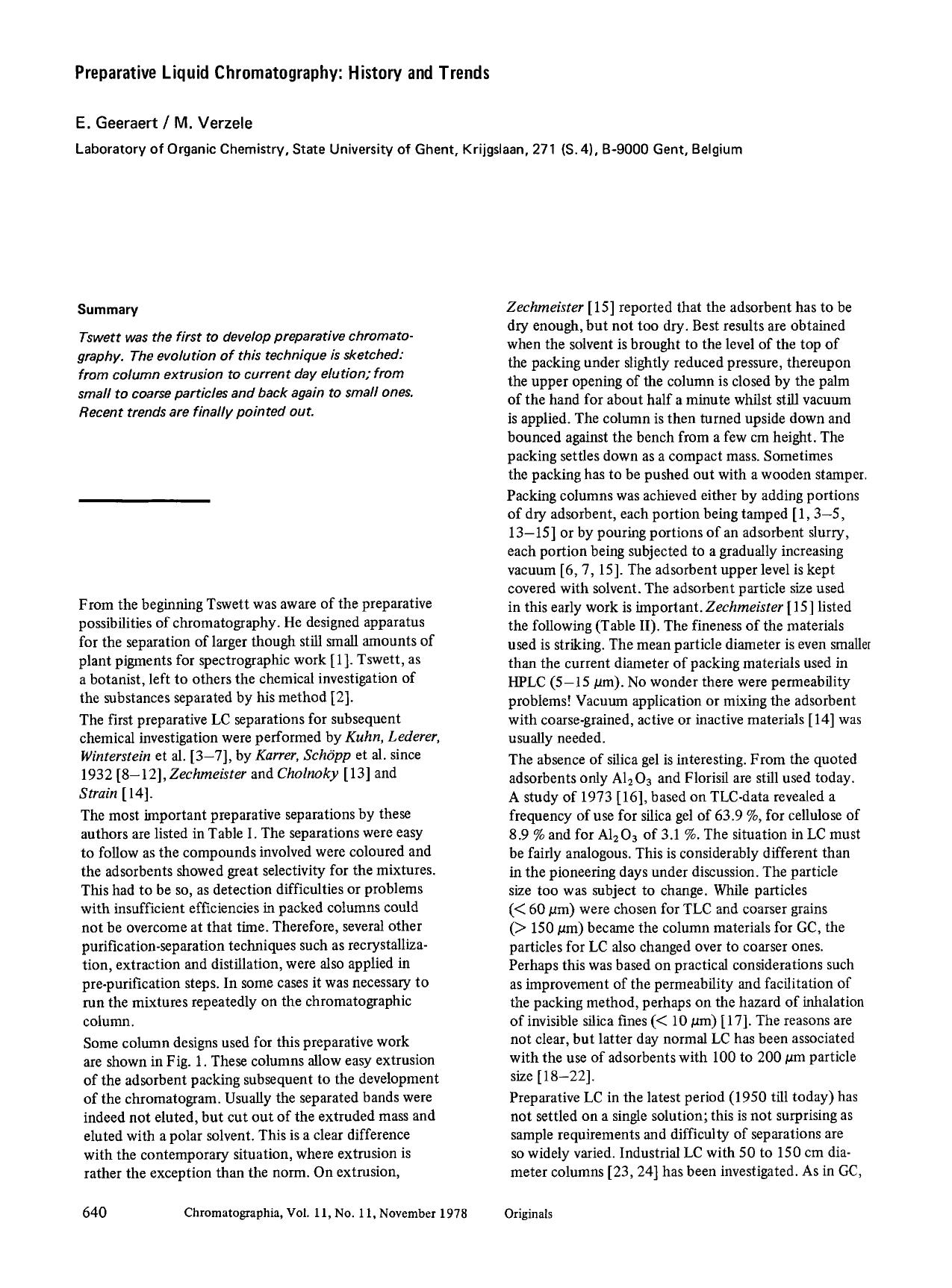 Preparative liquid chromatography: History and trends by Unknown