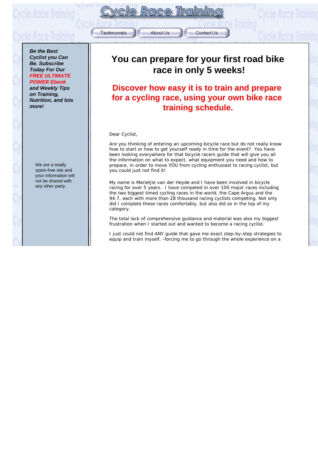 Prepare For Your First Road Bike Race In 5 Weeks! by Best of Kuszter's Collection