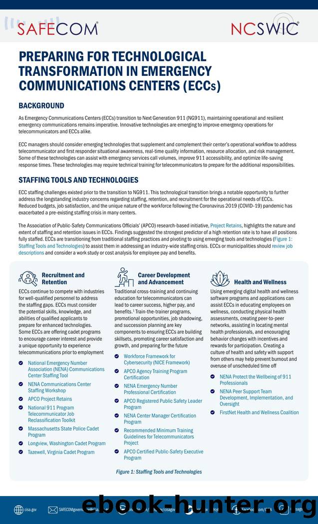 Preparing for Technological Transformation in Emergency Communications Centers (ECCs) by Cybersecurity and Infrastructure Security Agency (CISA) & SAFECOM & NCSWIC